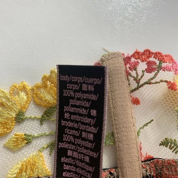 NWT VICTORIA SECRET MULTI EMBROIDERY GARTER Floral Pink Yellow Black XS/S $49 - Picture 7 of 9